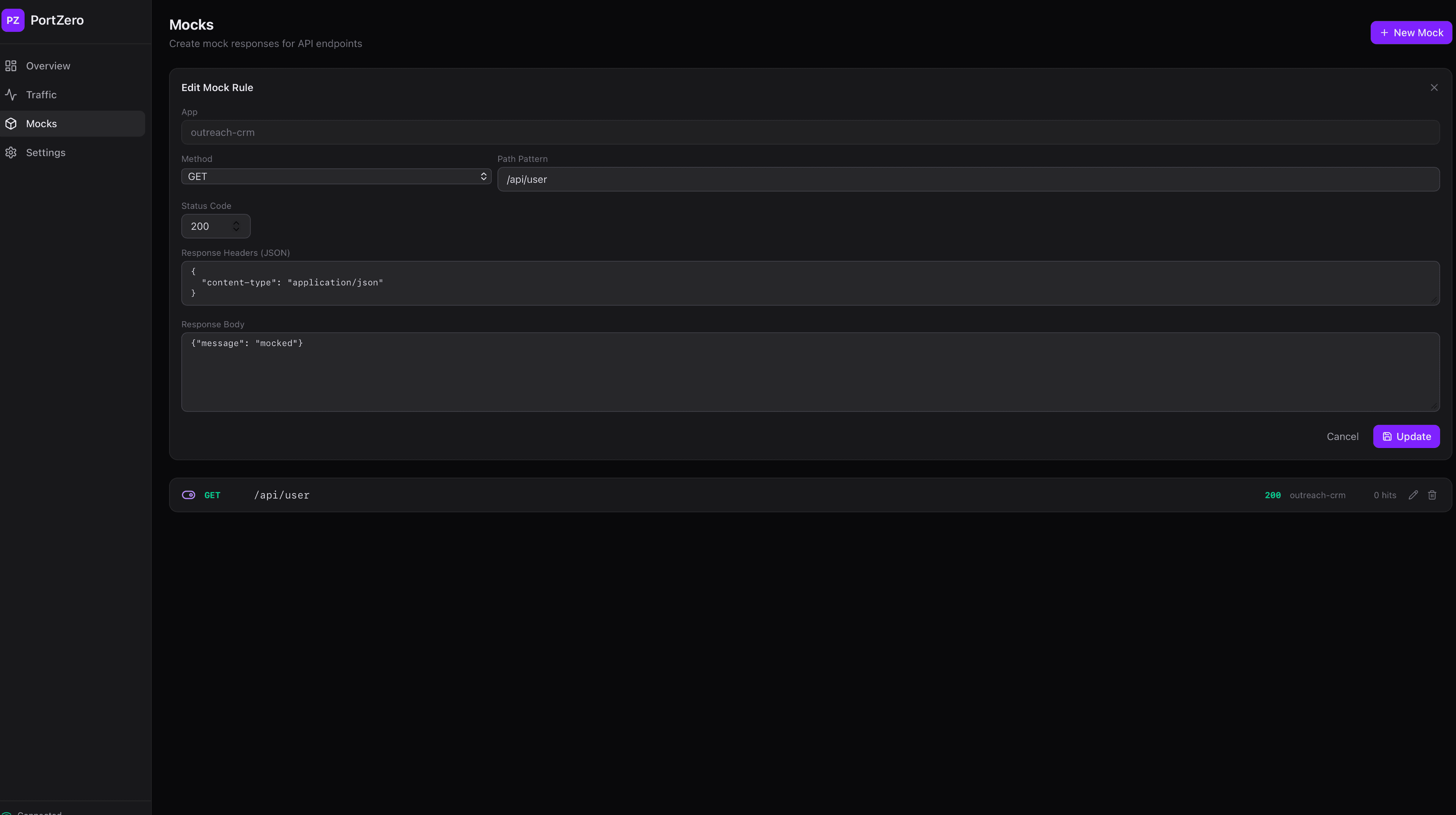 Response Mocking -- create and manage mock rules in the desktop app