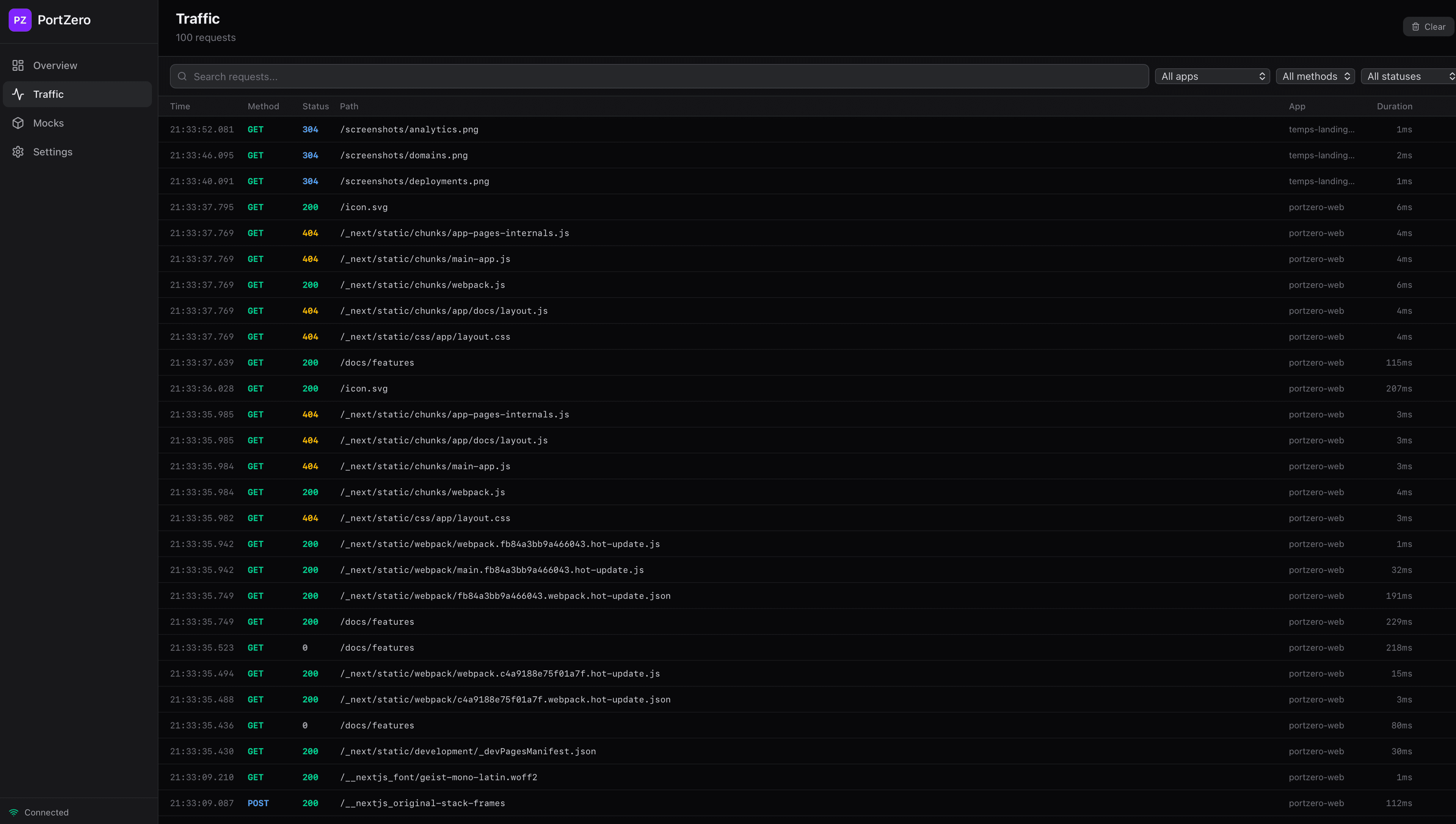 Traffic Inspector -- browse, filter, and search captured requests